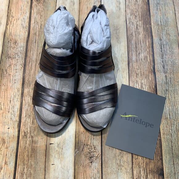 Antelope Remmi Pewter Metallic Wedge Sandals - NIB - Size 36